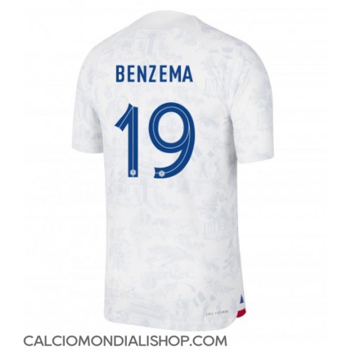 Maglie da calcio Francia Karim Benzema #19 Seconda Maglia Mondiali 2022 Manica Corta